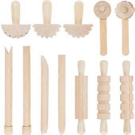 12 stk. Ler og Dej Værktøj Legetilbehør Inkluderer Ruller Hammer Party Pack Træ Keramik Værktøj Stempler til Lerkunst_tfrf