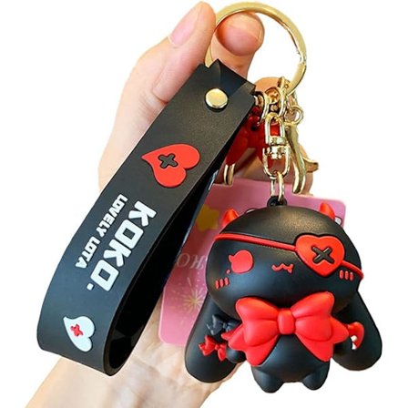 Søt nøkkelringgave - Kawaii Anime Star-Moon Rabbit & Demon Rabbit