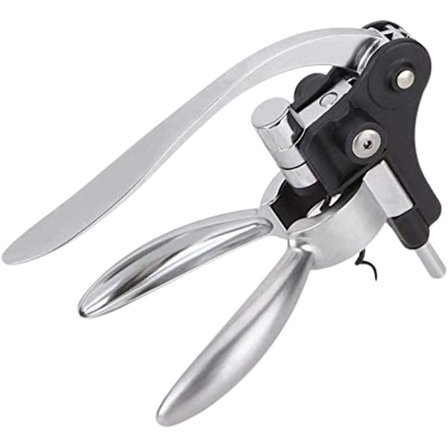 Korketrekker Vinflaskeåpner Med Foliekutter, Ekstra Korkskrue og Plasseringsstativ - Brun (Sølv)