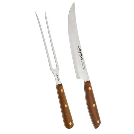 BBQ Udstyr - ARCOS - Nordika - Kniv og Gaffel - Nitrum Rustfrit Stål - Ovengkol Træ