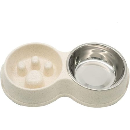 Rostfritt stål Dubbelskål Husdjursmat -