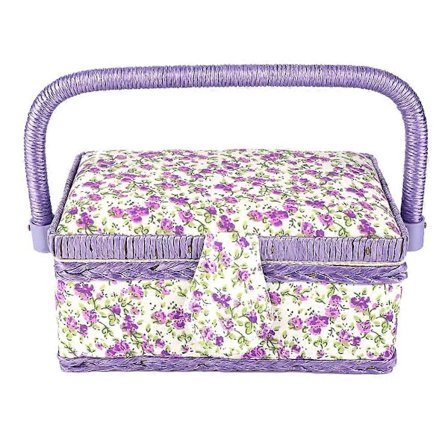 Håndlaget Stoffhåndverk Sykurv Tråd Nål Oppbevaringsboks Organizer Blomstertrykt