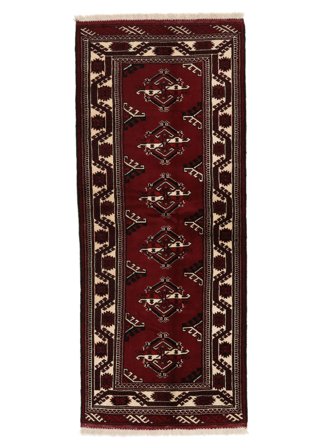Turkaman Vloerkleed Handgeknoopt 83X200 Tapijtloper Zwart/Bruin Perzië/Iran