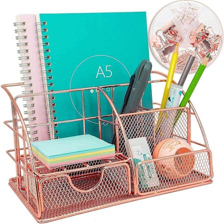 Rose Gold -työpöydän järjestäjälaatikko Metalli työpöydän järjestäjä