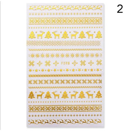 3D Nagelsticker Jul Bronzing Snöflinga på Guld/Silver Färg Nagelstickers Snöflinga DIY Nagelkonst Dekorationsstickers