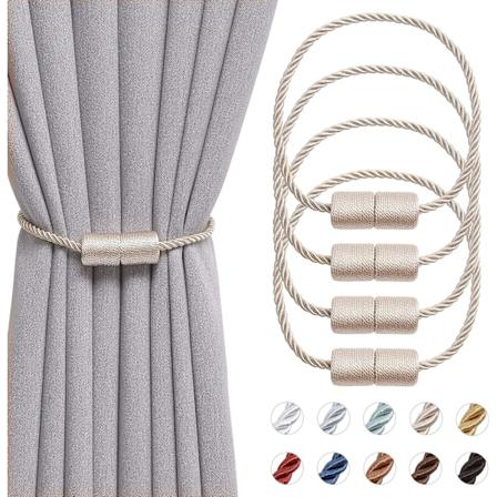 4-pakke 16-tommers magnetiske gardinsett håndlaget vevd tau for hjem- og kontorfönstergardiner (beige)