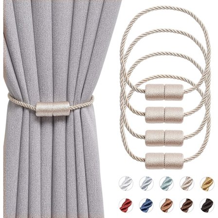 4-pakning 16-tommers magnetiske gardinbånd Håndlagde vevde tau for hjemme- og kontorvindusgardiner (Beige)
