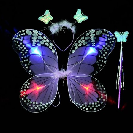 LED-kostyme rekvisitter for barn Butterfly Wings sett LILLA 3