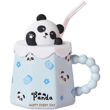 Dyr Mark Kanne med sugerør Dyr Print Ting Gaver Morsom Dyr Kanne Panda Kopper Bursdagsgaver for Kvinner Jenter Barn Elskere