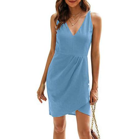 Dam V-neck Tank Bodycon Dam Ärmlös Street Style Mini Dr