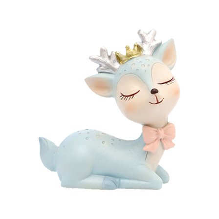 Harpiks Hjorte Havebil Kage Topper Miniature Dyr Figur Fairy Ornament Håndværk til Fødselsdag Bryllup (Blå)