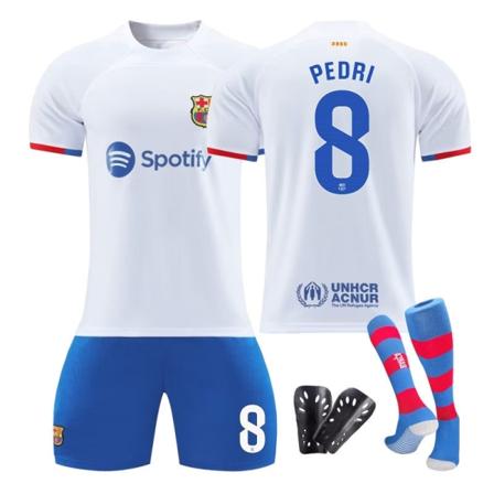 23-24 FC Barcelona bortatröja Pedride Jong fotbollsmatch kneepad 28#With socks
