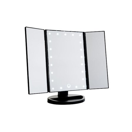 UNIQ Trifold Hollywood Makeup Spegel Med LED-ljus - Svart