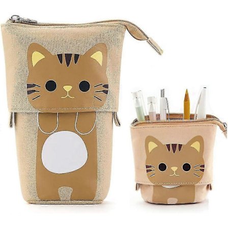 Kaki Stående Penal, Uttrekkbar Penal, Kattepenal, Stå Opp Penal, Canvas Penal for Papirvarer, Kontorrekvisita