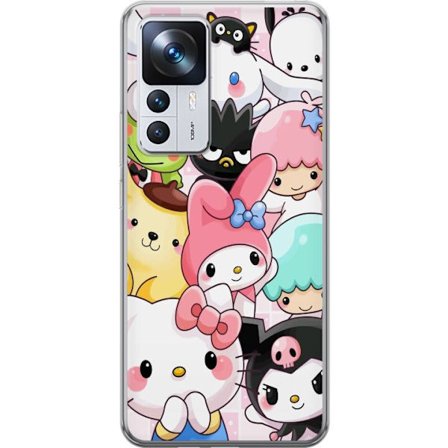 Kompatibel Mobilcover til Xiaomi 12T Tæt mønster af søde figurer med store øjne i forskellige farver og udtryk med LABUBU-tekst