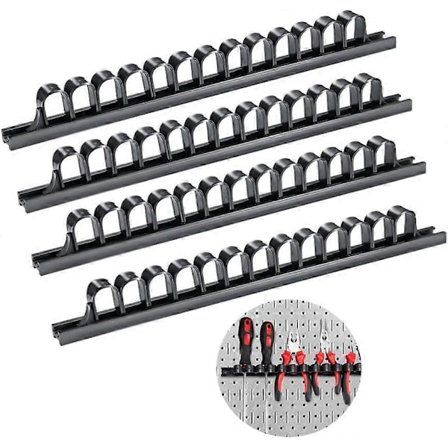 Skruetrækkerholder, Skruetrækkeropbevaring, 35 cm stænger til vægmonteret værktøjsholder til hjemmet, garagen, værkstedet (4 sort)