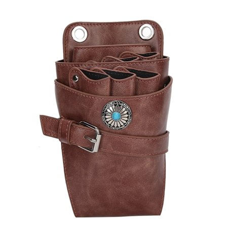 Parturileikkurin sakset -kotelo vyöllä, kampaajan vyötäröpidike, laukku, ruskea