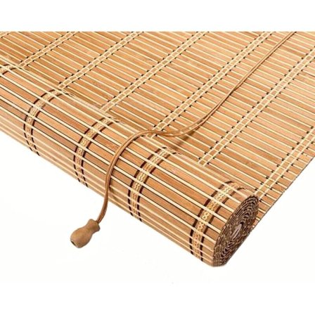 Naturlig bambus rullegardin, udendørs rullegardin, premium træpersienne til køkkenvinduer og døre, bambuspersienner, 70% mørklægning (60x220cm) KLB