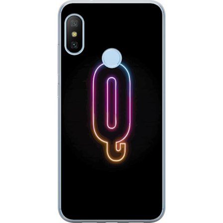 Kompatibel Mobilcover til Xiaomi Xiaomi Mi A2 Lite Minimalistisk neonbogstav Q i lyse farver mod mørk baggrund
