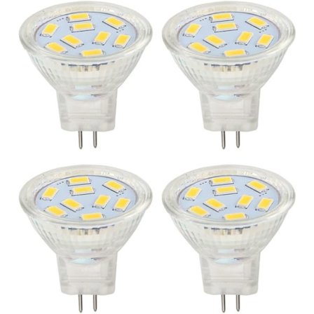 LED MR11 pærer 2W 12V, GU4 Varm hvid 3000K, 20W Halogen svarende til, MR11 G4/GU4.0 LED-pære (4-pak)