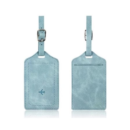 Bagagetag i konstläder - Ljusblå