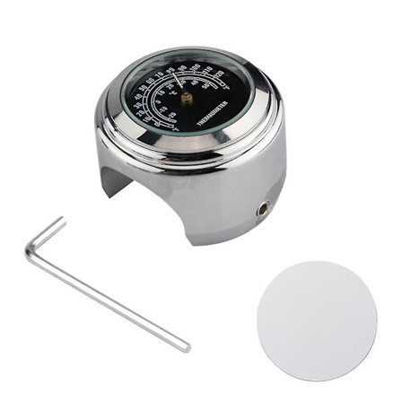 Universal motorsykkel styre klokke sykkel termometer vanntett erstatning for motorsykler sykler 22mm-25.4mm7/8""- 1"" styre sølv skall