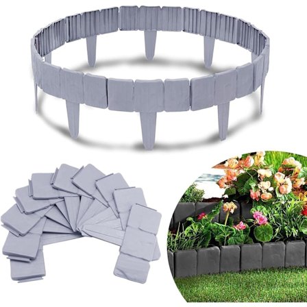 Plenkant Plast, Fleksibel Blomsterbedkant med Steinutseende 2,5 m, PP Blomsterbedkanter, Kantklipping, Palisade for Blomster
