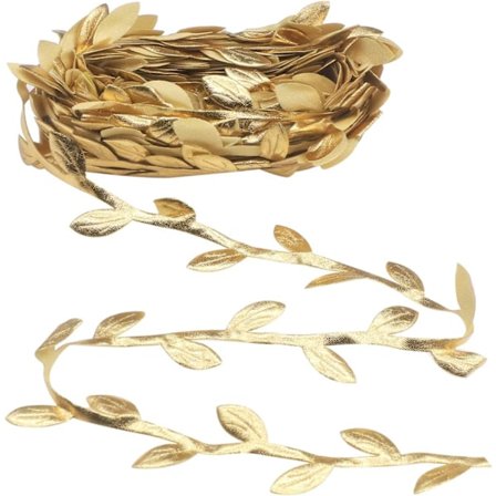 10M Kunstig Bladguirlande (Guld - 10M) Bladkantbånd, Vinstok Dekoreret til DIY Håndværk Fest Bryllupsdekoration