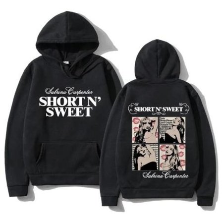 Sabrina Carpenter Merch Hoodies Tryckt Tröja Lös Pullover Casual Långärmad För Män Kvinnor Svart Svart Svart