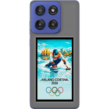 Yhteensopiva Puhelinkuori Motorola Edge 60 Stylus Jääkiekkoilukuva, jossa pelaajat liikkuvat jäällä, Milano Cortina 2026, Milanin maamerkit ja olympia