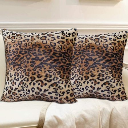 20x20 Tommer Myke Putertrekk med Vilt Dyreprint - Leopard - 2 stk. Putertrekk for Barnestoler, Sofa, Hjem - Myk Plussj Gepard Putetrekk - Dyreskinn 