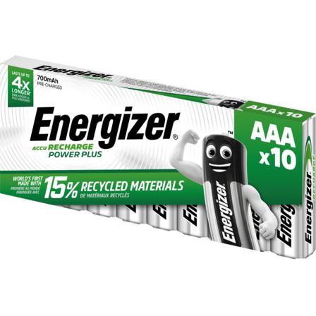 Energizer Recharge Power Plus Akku ladattava, AAA, 1,2 V, 10 kpl, Sähkön jakelu & virrantuotto