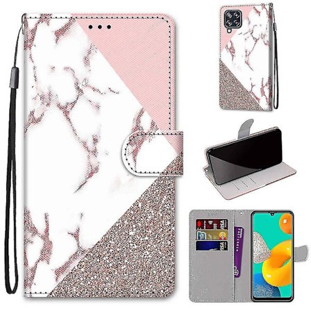 Kotelo Samsung Galaxy M32 4g/ F22 Luova Kuvio Tui Magneettinen Kortinpidike Lompakko - Leijona