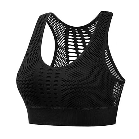 Kvinnors BH Crop Tank Top Bralette Ribbad Sömlös Träning Sport BH Longline Vadderad Lounge BH för Yoga Sport-Svart(XL)