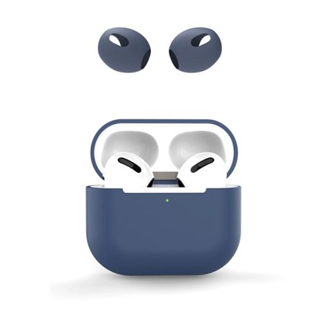 AirPods 3 silikonikotelo korvasuojuksilla - Keskiyön Sininen
