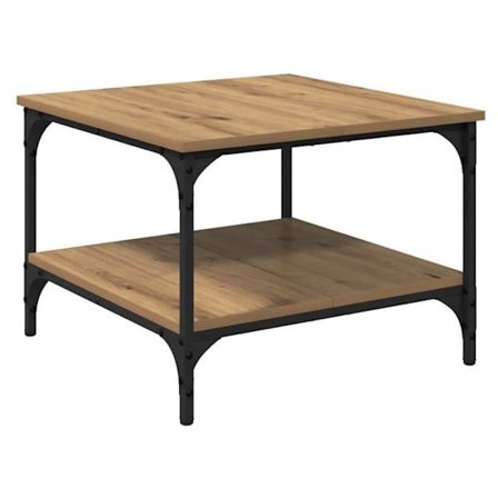 Industriell soffbord - vidaXL - Hantverks ek - Ingenjörsträ - 55x55x40 cm - 1 hylla