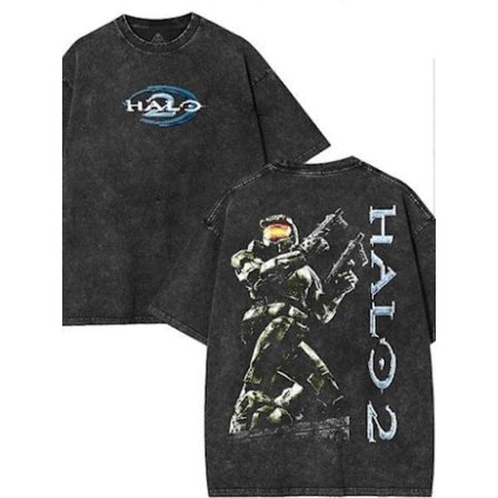 Tung Anime Gaming T-skjorte for menn - Halo 2 Master Chief-grafikk og trykk på ryggen, Retro Gaming T-skjorte for Halo-fans, Casua-Axsgh