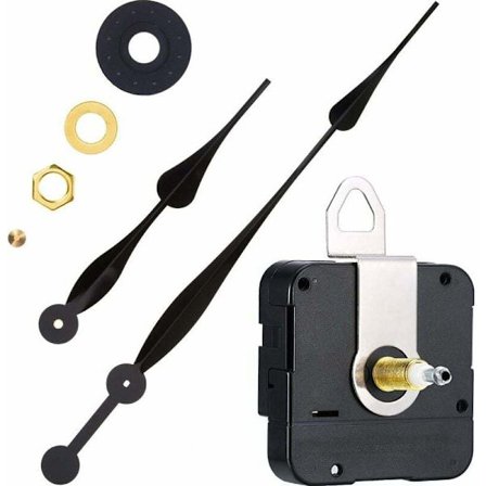 Kellokoneisto pitkittäisakselilla ja 30 cm pitkillä viisareilla.