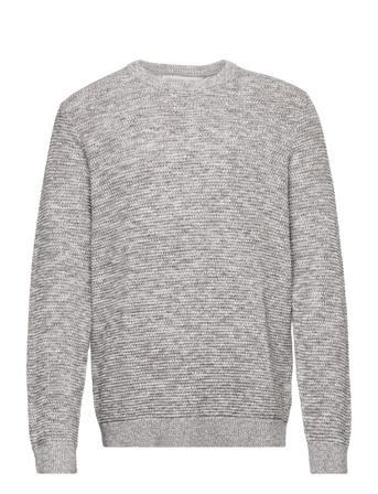 Slhvince Ls Knit Bubble Crew Neck W Strikket Trøje Med Rund Hals Grå Selected Homme
