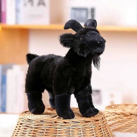 Realistisk ged plyslegetøj sødt dyr krammedyr fødselsdagsgave til piger sort