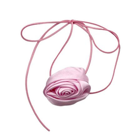 Stoffrose Halskjede Slips Stoffrose Blomster Halskjeder Klær Tilbehør For Kvinner(Rosa)