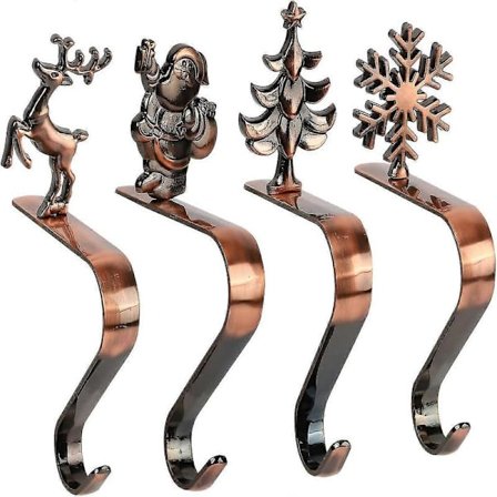 4-pack Julstrumpor Hängare För Spis - Halkfria Julstrumpor Hållare i Metall, Hängande Strump Hängare Julhelgsdekorationer, Med Träd