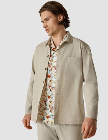SHAPING NEW TOMORROW Tech Linen Overshirt Man's - Sandshell - Small