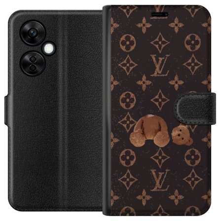Kompatibel Tegnebogsetui til OnePlus OnePlus Nord CE 3 Lite Luksuriøst monogrammønster med knust bamse i mørk modeæstetik