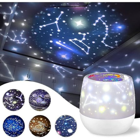 Stjernehimmel-Nattlys Universe-Projektorlampe For Barn Med 6 Sett Med Projektorfilm