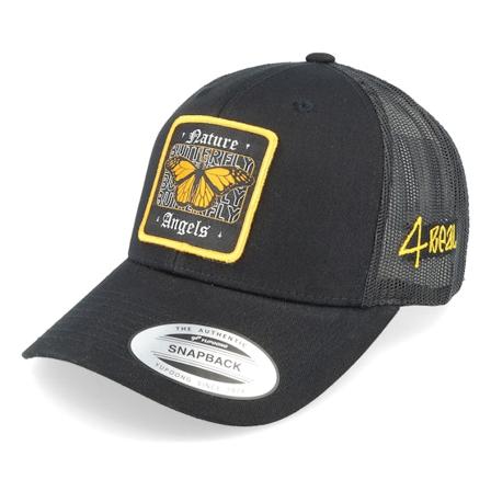 4REAL - Svart trucker Caps - Nature Angels Butterfly Black Trucker @ Hatstore