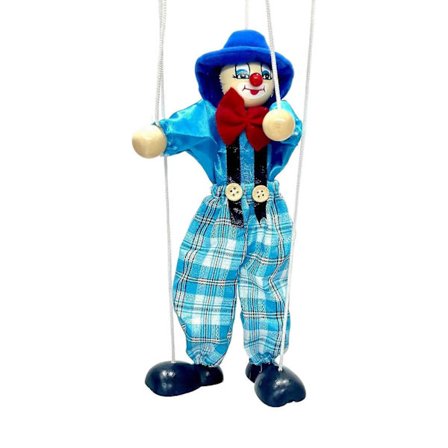 Traditionel Klovn Marionet Træk Snore Dukke Teater Legetøj med Trækonstruktion til Børn Hånd Øje Færdighedsudvikling Gul[D]