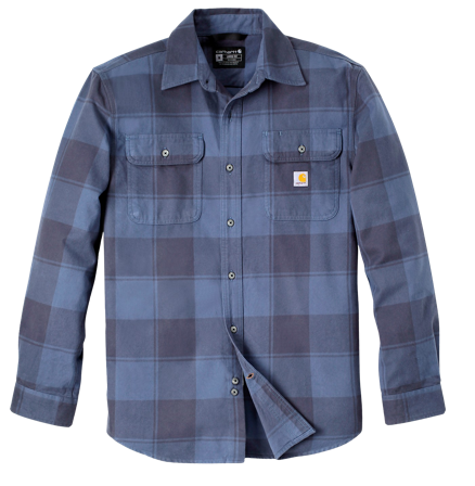 Carhartt Workwear Carhartt M's Heavy Flannel L/S Plaid Shirt Navy - Skjorter