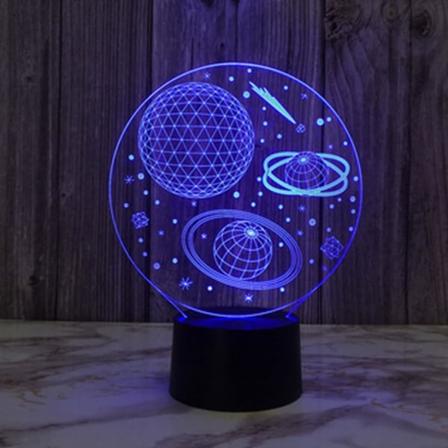 WJ 3D optisk illusjon barn lampe, 3D nattlys nattbordlampe 16 farger med fjernkontroll astronautleker som en perfekt bursdag (farge: lilla-1)