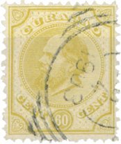 Nederland - 60 ct olijfgeel Willem III (nr. 10, gebruikt)